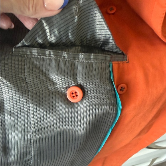 Chic Orange Double-Breasted Trench Coat - Picture 7 of 7